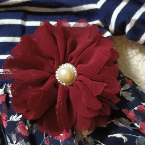 Bonnie Baby 24 Month Navy Blue, White & Burgundy Dress & Diaper Cover Like New! - Picture 4 of 10